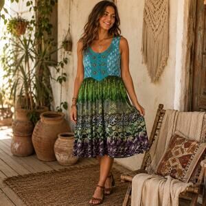 Forbidden boho gypsy colorful beachy dress Medium